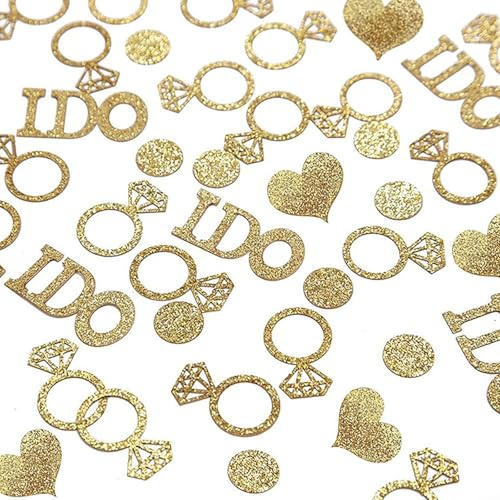 Gold Wedding Confetti, 100 Pcs I DO Engagement