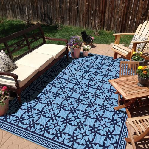 I LITTON Outdoor Rug for Patios Waterproof, 180 x 270 CM Camping Mat Reversible Mat Large Patio Mat Reversible Plastic Straw Outdoor Rug for Garden Travel Panic Patio Beach Backyard Porch