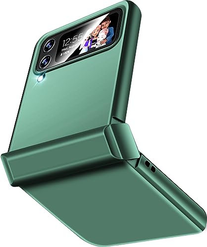 Handyhülle für Samsung Galaxy Z Flip 4 Hülle Ultra Dünn Leicht PC Schutzhülle Galaxy Z Flip 4 5G Klapphülle Slim Kratzfest Firma Flip Case für Samsung Z Flip 4 Tache Cover… (Grün)
