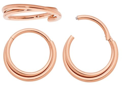 365 Sleepers (8mm) Titan 1,2 mm Doppelring Segment Nasenring Hoop Knorpelohrring Septum Clicker Klappbarer Lippen Conch Daith Helix Rook Tragus Lobe Snug Piercing Schmuck