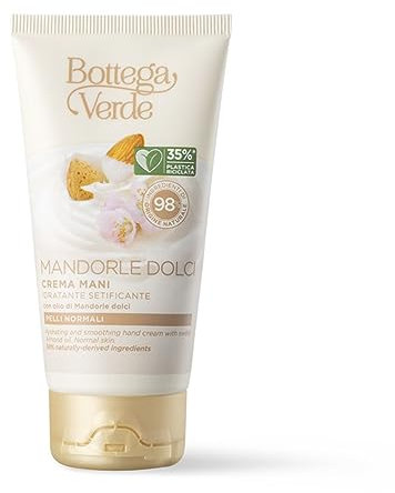 Bottega Verde - Crema Mani Mandorle Dolci, 75 ml, Idratante e Setificante, con Olio di Mandorle Dolci, Trattamento Nutriente per Pelli Normali