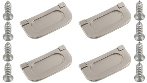 4PCS Flush Ring Pull Zinc Alloy Cabinet Drawer Pull Handle,Stainless Steel Pull Handle Invisible Door Knob with Screws