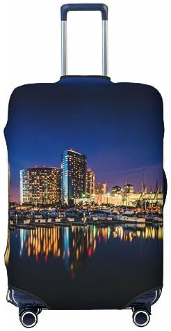 ZaKhs Portland At Night Print Gepäckhüllen für Männer und Frauen, elastische Kofferhüllen, Trolley-Koffer, Schutzhülle, Schwarz , 95