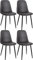 CLP 4er Set Esszimmerstühle Napier I Stoff I Kunstleder I Samt I Metallgestell, Farbe:dunkelgrau, Material:Kunstleder