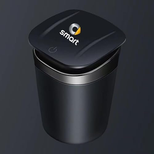 BBAUER Auto-Aschenbecher, multifunktionales LED-Licht, praktisch, für Smart Fortwo 451 450 452 453 454 Cabrio Forfour Coupé,Black