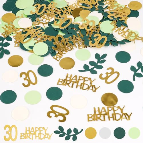 200 Stück Konfetti Geburtstag Tischdeko Geburtstag Grün,Konfetti 30. Geburtstag Deko, Happy Birthday Streudeko Geburtstag Grün Gold, Deko 30 Geburtstag für Geburtstag Party