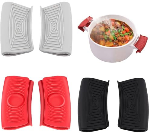 NVTRSD 6 Stück Silikon Topfgriffe Silikon Topflappen, Topfgriff Hitzeschutz Silikongriffe Für Töpfe Pfannengriff, Topflappen Silikon Topfgriff Hitzeschutz Klemmgriffen Für Finger Schützen