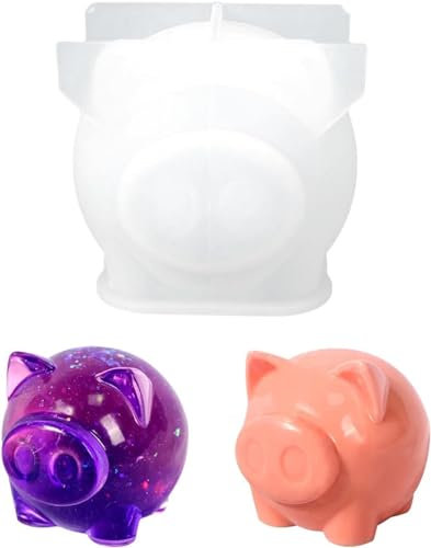 1 x weiße Silikonform Schwein, Silikonformen für Kerzen, Gießformen, Weihnachten, 3D-Schweinekerzen, Seife, zum Dekorieren von Kuchen, Fondant, Schokolade, Backform, Aromatherapie-Wachskerzen,
