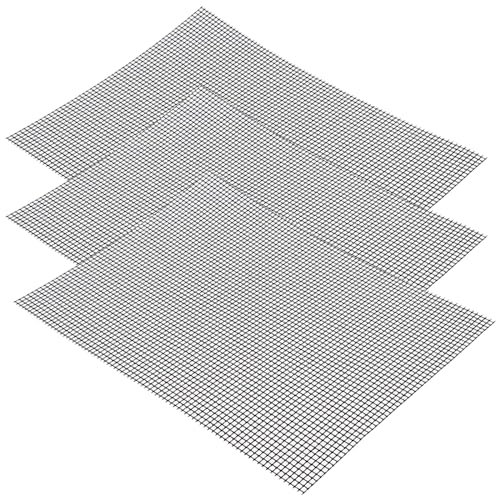 3 Pezzo Set di BBQ Grill Mesh, Grill Mesh Tappetino Antiaderente, Tappetino per Griglia in Rete di Teflon 42 x 36 cm, Riutilizzabile, Carbone, Grill Elettrico, Forno, Cottura
