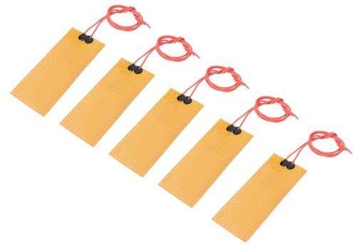 sourcing map Heater Film Heating Plate, 24V 30W Polyimide Heat Pad, Adhesive PI Heater Elements Film 100mmx45mm Heater Strip for Constant Temperature, Pack of 5