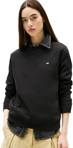 Tommy Jeans Damen Pullover Crew Neck Rundhalsausschnitt, Schwarz (Black), M