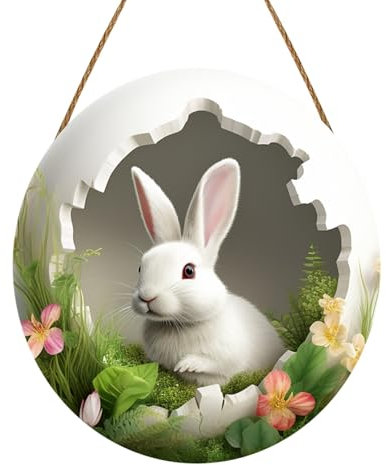 Ostern Türschild Osteranhänger aus Holz Osterdeko zum hängen Bunt Frühlingsdeko mit Osterhase, Frohe Ostern Tolle Osterdeko Osterhasen-Kaninchenbau-Türschild für Haustüren, Wände, Fenster (A-013)