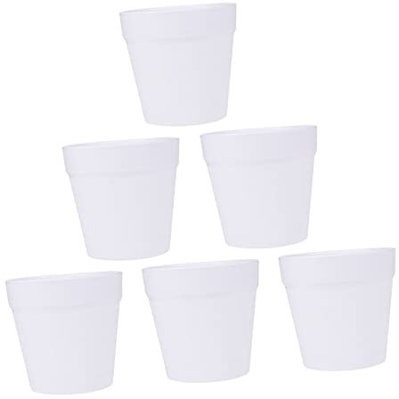 POPETPOP 6 Pièces Peinture Pot de Fleurs Pot de Fleurs en Plastique Artisanat de Peinture pour Enfants Craft Toys Pots de Plantes d'intérieur Pots pour Plantes Extérieur Suite