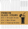 Paille en Verre pour Stanley Cup 40oz&30oz, 31cm Long Paille Reutilisable 10 Pcs (5 Droites + 5 Courbées), Pailles avec 2 Brosses de Nettoyage et 2 Couvercle de Paille pour Stanley Adventure Quencher