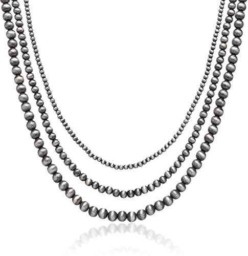 Qaonsciug Vintage Navajo-Perlen-Halskette, geschichtet, schlicht, Y-Perlen, modisch, Damen, Schlüsselbeinkette, Western-Cowgirl-Schmuck, ABS-Kunststoff