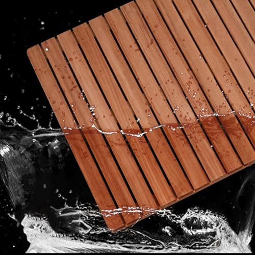 Blazea Badematte Holz Duschmatte aus Holz für Innen, Whirlpool-/Außenduschen-/Badezimmerbodenmatte, Badewannenmatte aus Glattem Holz mit Antirutschfüßen, Luxus-Spa-Gitterrost(60x90cm(23 5/8x35 3/8))