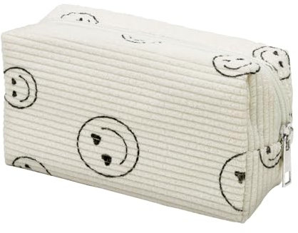 GlasFlength Trousse de Toilette Voyage, Trousse de Maquillage en Velours Côtelé Trousse Maquillage Petite Pochette Maquillage Portable pour L'école Voyages pour Hommes et Femmes (Beige)