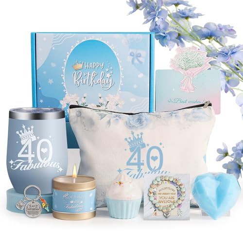 Geschenke zum 40. Geburtstag für Frauen, Ideen Körbe, 9 Stück Einzigartige 40. Spa Geschenke für Ihre Frau, Freundin, Schwester, Freunde