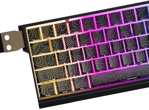 dagaladoo PBT Key caps,Black Topographic keycaps 60 75 100 Percent,Lines Backlit,Shine Through keycap Set,Side Print,Cherry Profile Keyboard caps for100%, 75%, 65%, 60% Keyboard(only keycaps)