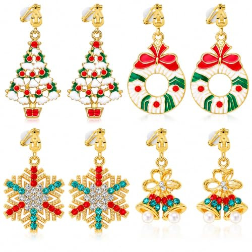 2 Paare Ohrringe Weihnachten, Weihnachtsohrringe Damen, Weihnachts Ohrringe, Weihnachtsschmuck Damen - Weihnachtsbaum Designs, Perfekte Weihnachtsgeschenke Für Frauen & Mädchen