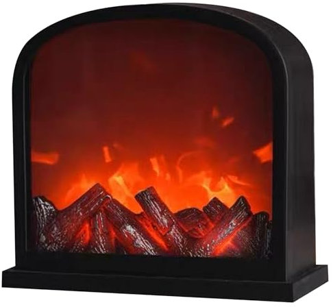 Fake Fireplace LED LED Mini Fire de Foyer sans Couture avec Effet électrique électrique Portable Effet 3D avec Interrupteur de minuterie pour décoration de Noël en Plein air intérieure, Mini cheminée