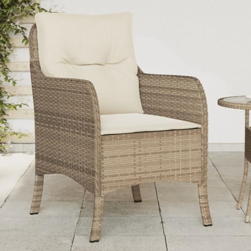 Outdoor Terrassenmöbel Set mit Kissen 2 Stück Beige Rattan Sofa Stühle für Garten Sitzgelegenheit Bequeme und Stilvolle Terrassenstühle