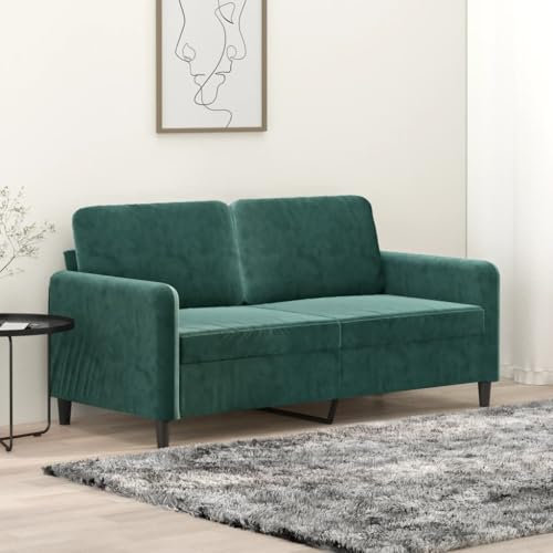 Willood 2 Sitzer Sofa mit Schlaffunktion Couch für Wohnzimmer Schlafzimmer Dunkelgrün 140 cm Samt