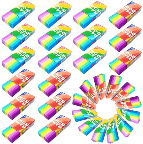 Binnan Regenbogen Radiergummi Weich Radierer Schule,30 Stück Radiergummi 2B Kinder,Radiergummi Kinder Set,Mini-Radiergummi,Regenbogen Radiergummi Geeignet für Schulen,Skizzen und Zeichnungen,Büros