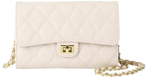 LJCZKA Kleine Umhängetasche Damen PU Leder Elegante Handtasche Crossbody Geldbörse mit Kettenriemen für Abend Hochzeit Freizeit