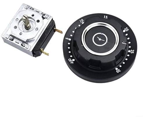 Marchfunny Interruptor de temporizador para electrodomésticos de cocina, perilla mecánica de 30/60/90/120 minutos CA 250 V 16 A con campana para horno microondas, olla a presión eléctrica (30 minutos)
