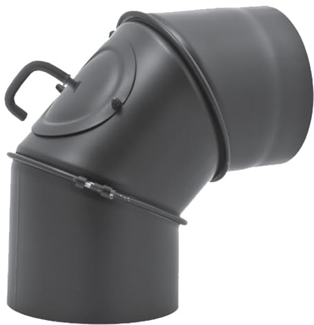 Ofenrohr Winkel drehbar 0-90 Grad, 3-teilig mit Drosselklappe und Tür, Durchmesser 150 mm schwarz