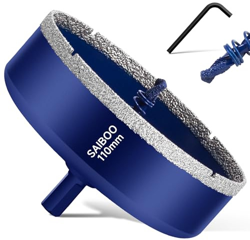 Scie Cloche Diamantée pour Carrelage avec Foret de Centrage, Foret Diamant Brasé dur pour Porcelaine, Carrelage, Verre, Granit, Marbre et Céramique (Diamètre 110mm)