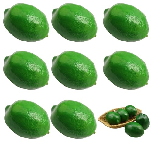 8 x Decorative Lemon Artificial Lemon Realistic Plastic Simulated Lemon Kitchen Accessory for Wine Decoration Artificial Vertical Support Fruit Artificial Plants (Green)