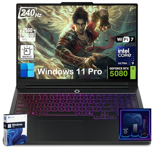 Lenovo Legion Pro 7i Gen 10 Gaming Laptop, RTX 5080 16GB GDDR7, Intel 24 Core Ultra 9 275HX, 16 240Hz OLED 2.5K Display, WiFi 7, Win 11 Pro, w/Accessories (32GB DDR5 RAM | 1TB SSD)