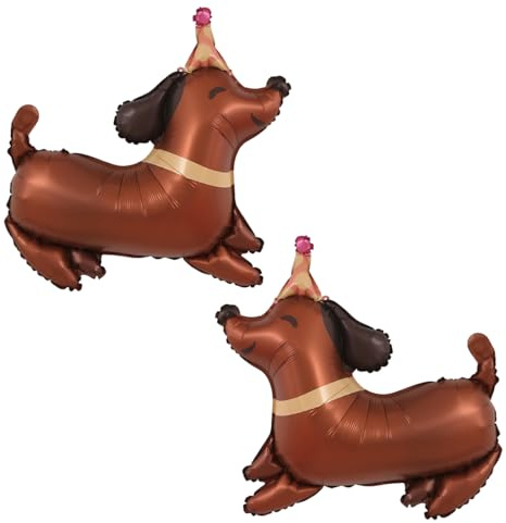 YAZWUR 2 Stk 3D Folienballon Dackel, Riesenballon Tier, Hunde Geburtstag Luftballons, Kindergeburtstag Party Ballon Deko für Jungen, Mädchen, Hunde Geburtstag