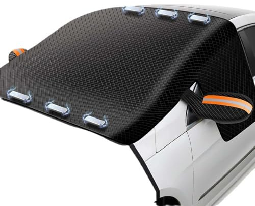 Auto Scheibenabdeckung für Opel Corsa/Corsa Electric, Winter Frostabdeckung Sonne UV Schnee Auto Windschutzscheiben,B Orange