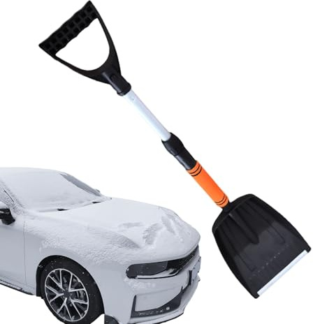 Lunaobrik Schneeschaufel für Auto | Ausziehbarer Teil von 71 bis 86 cm | Kompakte Schaufel für Kofferraum mit ergonomischem Griff | für LKW, SUV, Quad, Windschutzscheibe und Fenster, Auffahrt und