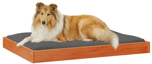 vidaXL Hundebett Wachsbraun 101,5 x 74 x 9 cm Massivholz Kiefer, Stylische Hundemöbel, Moderne Betten, geräumiger Schlafplatz, bequem, in Wachsbraun, luxuriöser Ruhebereich