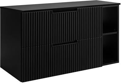 3E 3xE living.com Badezimmerschrank, Schwarz, 80 (60 + 20) x 58,6 x 46 cm