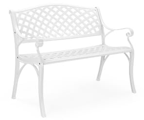 VINGLI Gartenbank Metall Aluminium,Wetterfeste Gartenbank für 2 Sitzer,Sitzbank Outdoor,Bänke für Terrase, Balkon, Garten, Hof,102 * 58 * 84cm (Weiß)