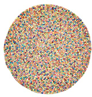 Filzkugelteppich 100% Schurwolle; handgefilzt | beidseitig verwendbar | Größe: 120 cm rund; Farbe: Bunt | THEKO die markenteppiche - Felty
