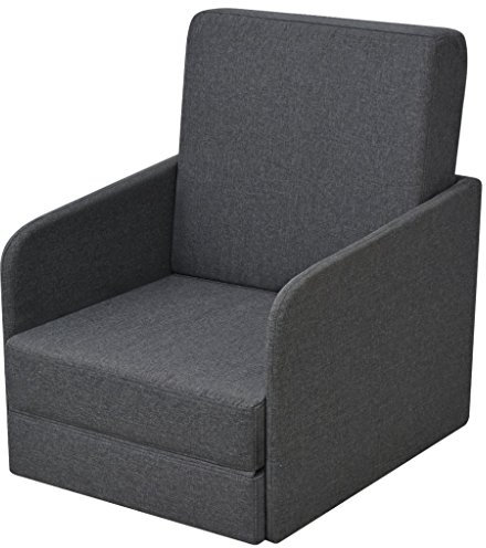 Festnight_ Ausziehbar Schlafsessel Komfort Armsessel Relaxsessel Sessel mit Schlaffunktion Stoffpolsterung 59,5 x 72 x 72,5 cm Dunkelgrau