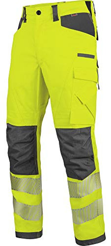 WÜRTH MODYF Warnschutz Bundhose Neon EN 20471 2 - professionelle Arbeitshose für Herren - Warnschutzhose mit Reflektoren - in der Größe 52 in Gelb Anthrazit
