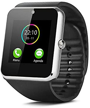 Shop Story – Reloj inteligente compatible con todos los smartphones de Android y iPhone – Versión plata