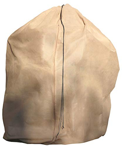 AFP Winterschutz-Vlies-Thermomantel XL, beige, Ø 120 x 250cm, 70g/qm - Mega-Schutzvlies für Olivenbäume, Palmen/Frostschutz Pflanzen/Reißverschluss & Kordel / 2 Jutesäckchen gratis