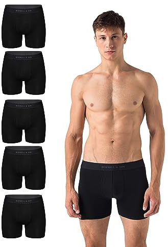 Burnell & Son - Boxershorts Herren aus Baumwolle 5er Pack - Unterhosen mit Komfortbund - Baumwoll Unterhosen Herren aus 95% Baumwolle,5X Schwarz XXL