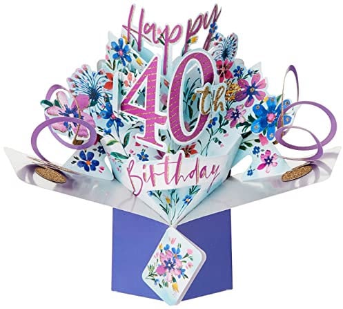 Second Nature Pop-Up-Grußkarte zum 40. Geburtstag, Blumen, POP190