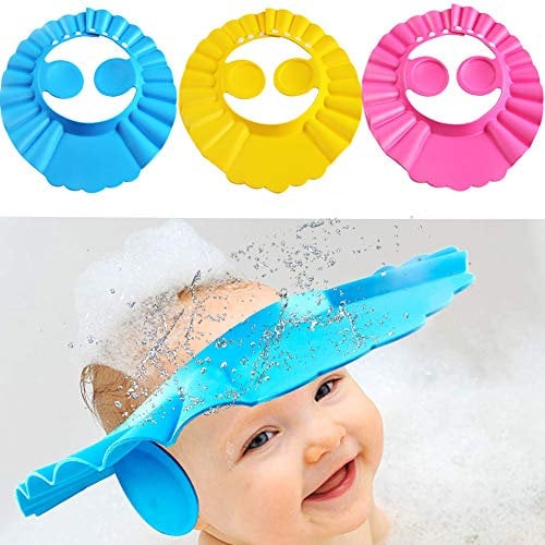 Duschhaube Kinder, FEBSNOW 3 Stück Haare Waschen Kinderschutz Verstellbarer Duschkappe Kinder Weicher Haarwaschhilfe für Baby Kinder