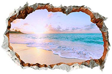 Arte Murale Adesivo Murale Paesaggio 3D Adesivo Da Spiaggia Fai Da Te Camera Da Letto Adesivo Rimovibile Soggiorno Decorazioni Per La Casa Finestra Sul Mare