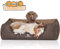 Knuffelwuff Orthopädisches Hundebett Outlander aus Laser-gestepptem Kunstleder XXL 120 x 85cm Coffee/Braun - Abnehmbarer Bezug - leicht zu reinigen - für große, mittelgroße und kleine Hunde